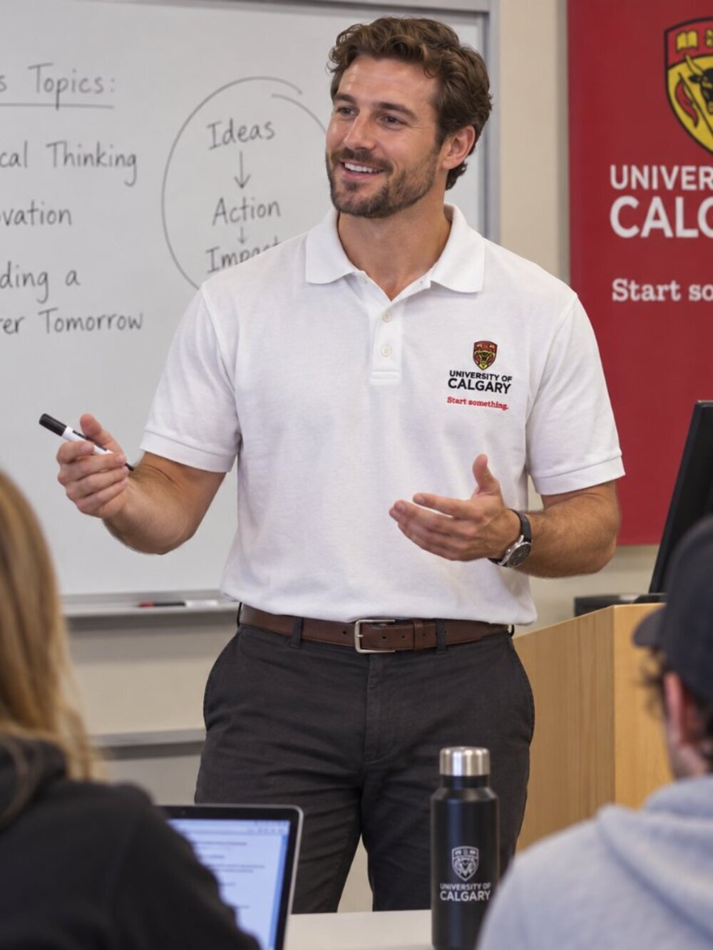 Mens University of Calgary Polo TShirt-(XL)